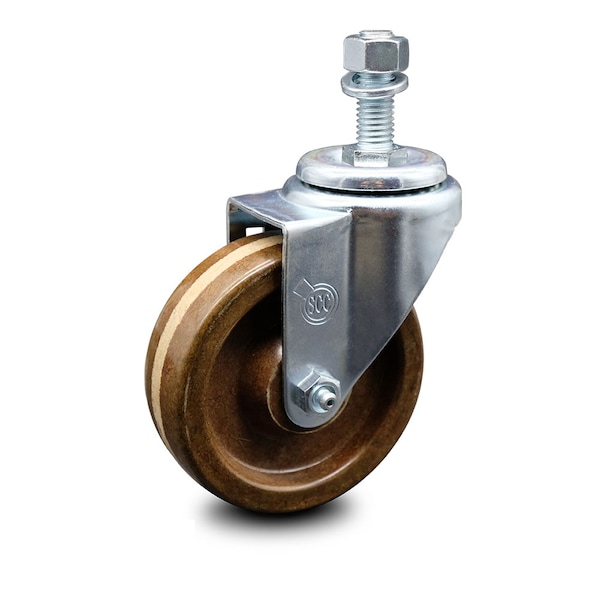 4 Inch High Temp Phenolic Wheel Swivel 12mm Threaded Stem Caster SCC